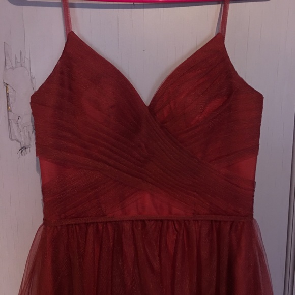 Terani Couture V-Neck Tulle Gown - Red NWT - Picture 2 of 5